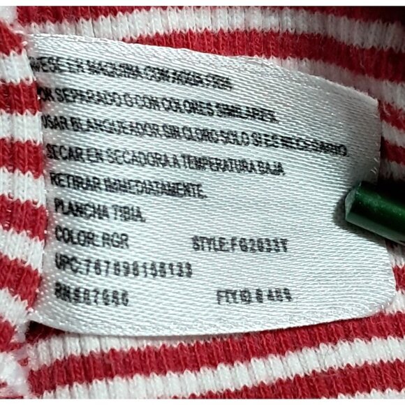 Faded Glory Y2K Baby Tee Crop Top Red & White Striped Navy Trim Sz L Retro - Picture 5 of 10